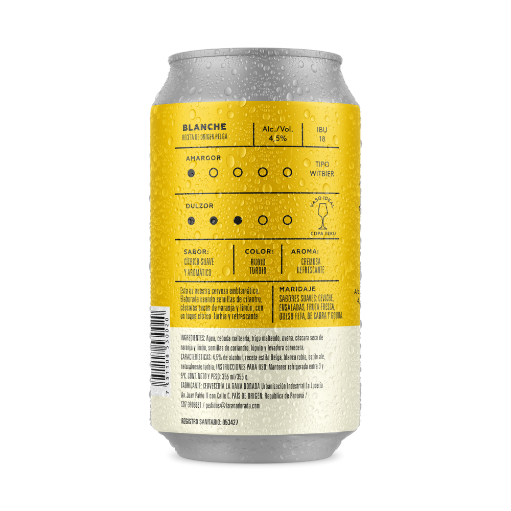 Cerveza Blanche Lata - 355ml - La Rana Dorada